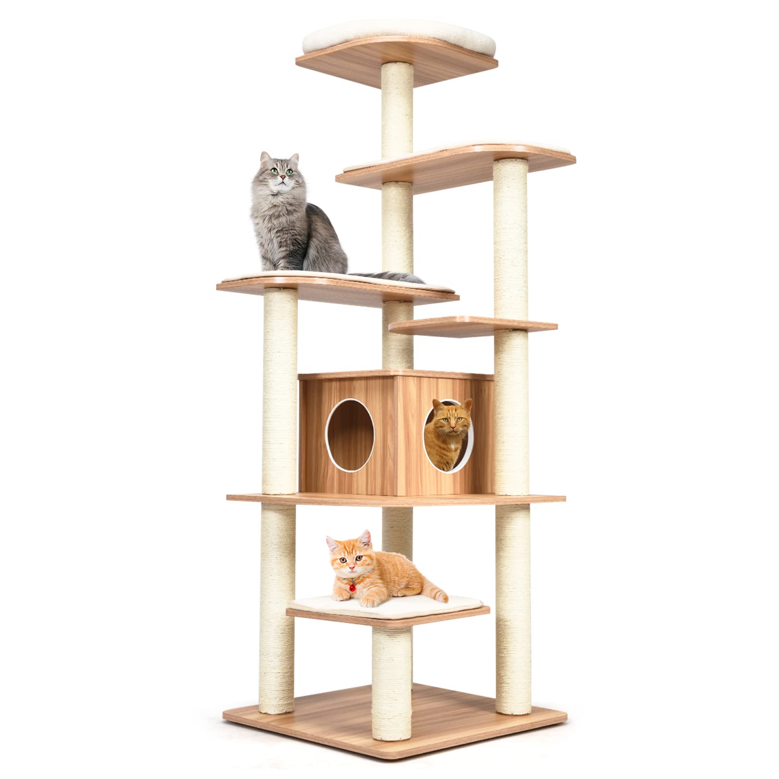 69-Inches-Multi-Level-Modern-Cat-Tower-with-Plush-Perch-1