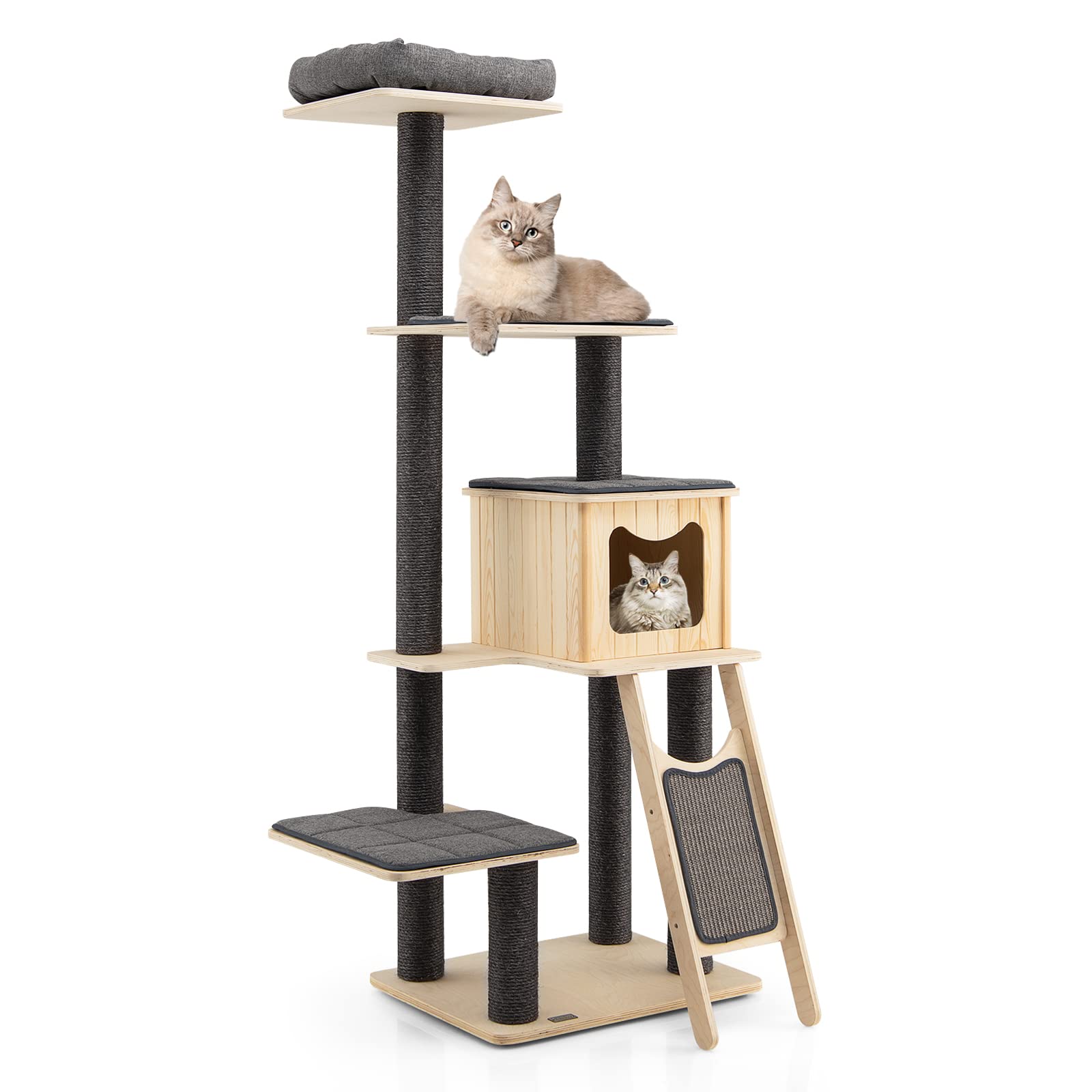 69-Tall-Wooden-Cat-Tree-Tower-1