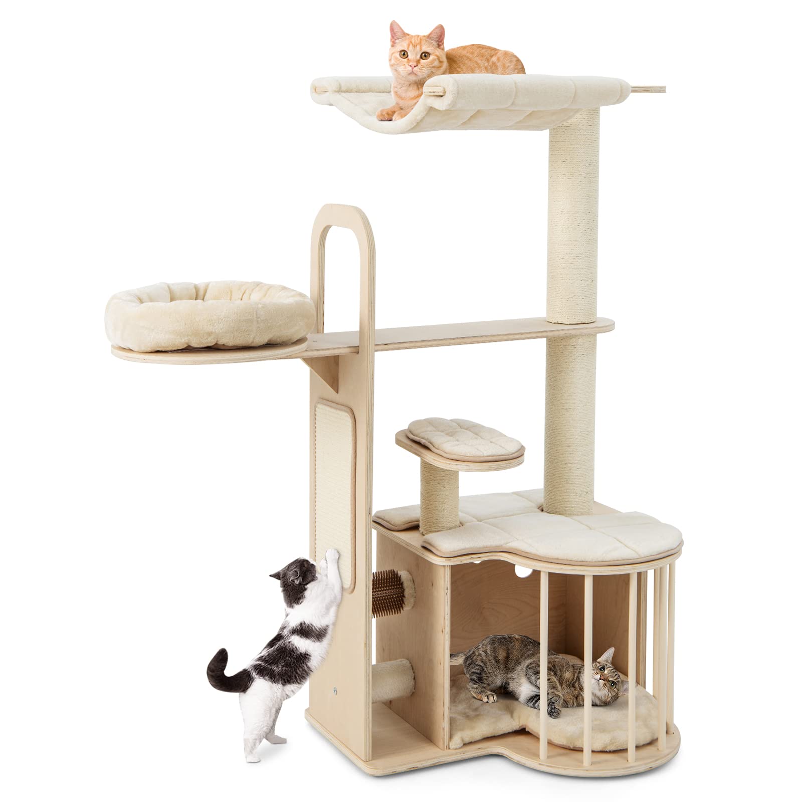 Multi-Layer-Wooden-Cat-Tower-with-Hammock-7